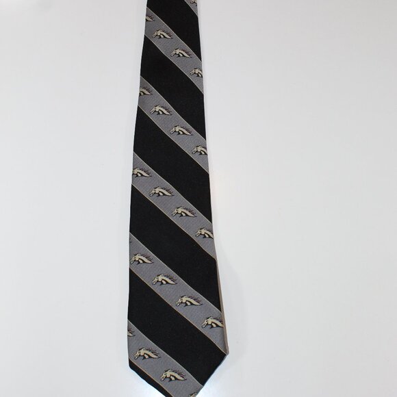 London 400 Western Michigan University Black/silver striped bronco mascot tie - Picture 1 of 8